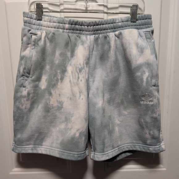 Adidas Women's Light Blue Tie-Dye Lounge Shorts - Picture 4 of 12